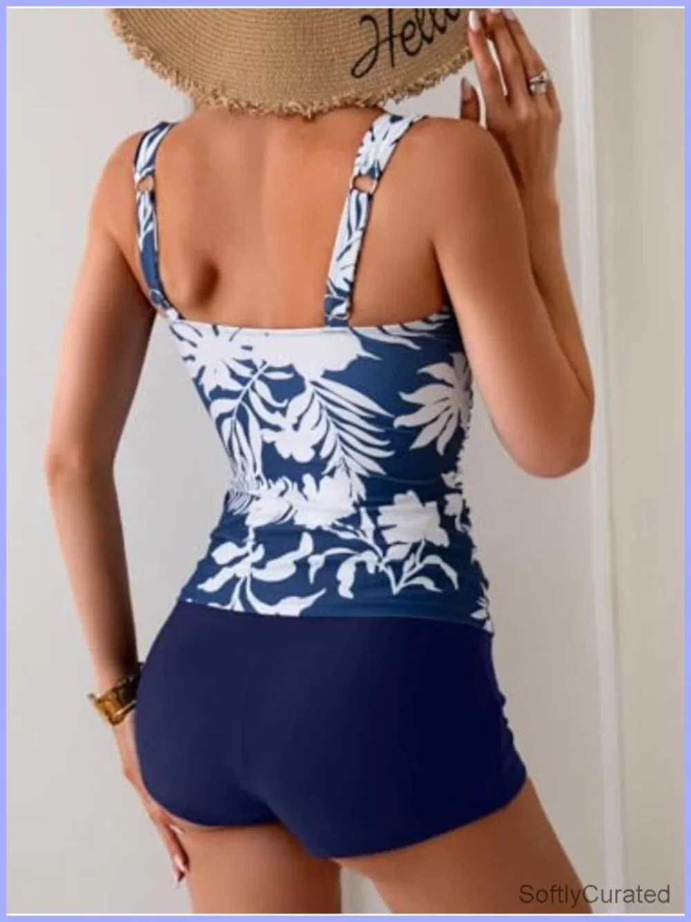 Tummy Control Tankini Swimsuit with Shorts Push Up Modest Two Piece